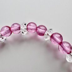画像2: ピンクトパーズ × 宝石質天然ハンドカット水晶    ブレスレット (2)