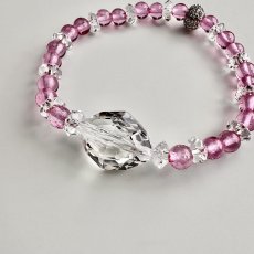 画像1: ピンクトパーズ × 宝石質天然ハンドカット水晶    ブレスレット (1)